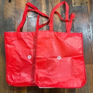 Lululemon Red Reusable Tote Bags –  SMALL AND LARGE Sizes- GENUINE